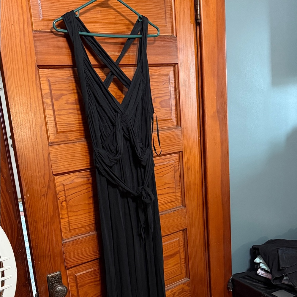 Motherhood Maternity Black Maxi Dress with Crisscross Back